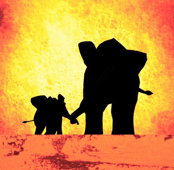 Elephants at Sunset africa animal elephant print hand to hold onto