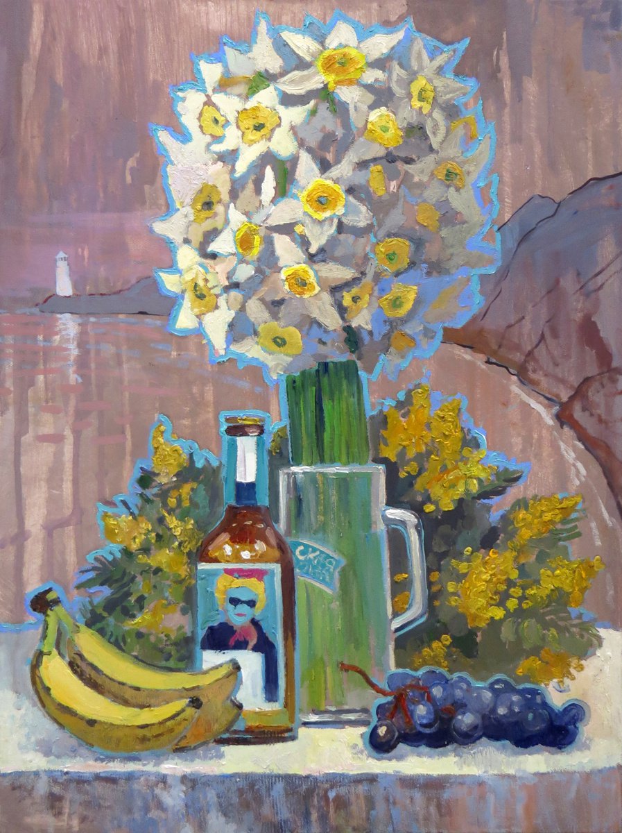 Ipa Lady beer. Still Life with Mimosa by Maria Barkovskaya