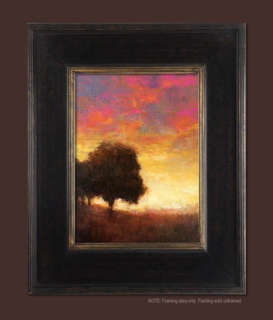 Oak Trees Sunset Plein Air Impressionist