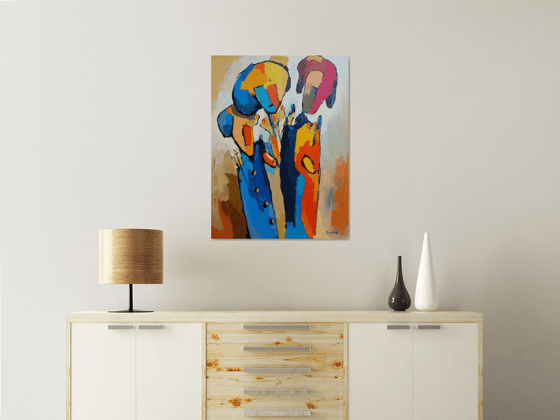 Abstract - Talking (60x80cm, oil painting, ready to hang)