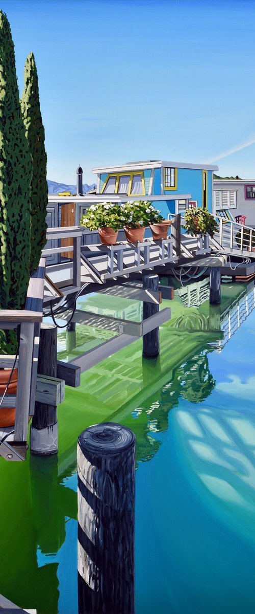 Houseboats, Bridge Between Docks by Alex Nizovsky
