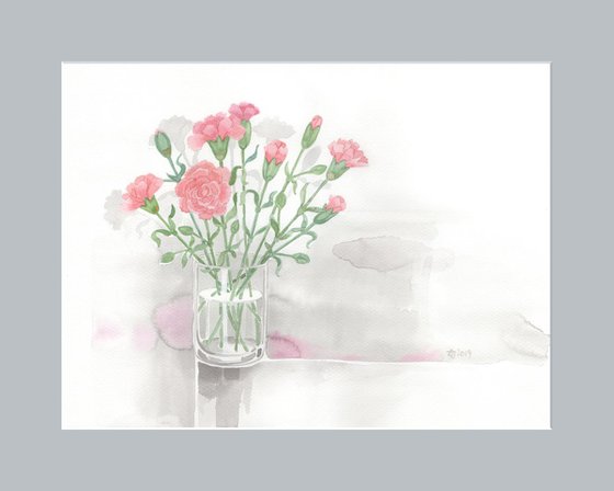 Carnation - gray and pink 30x40 cm