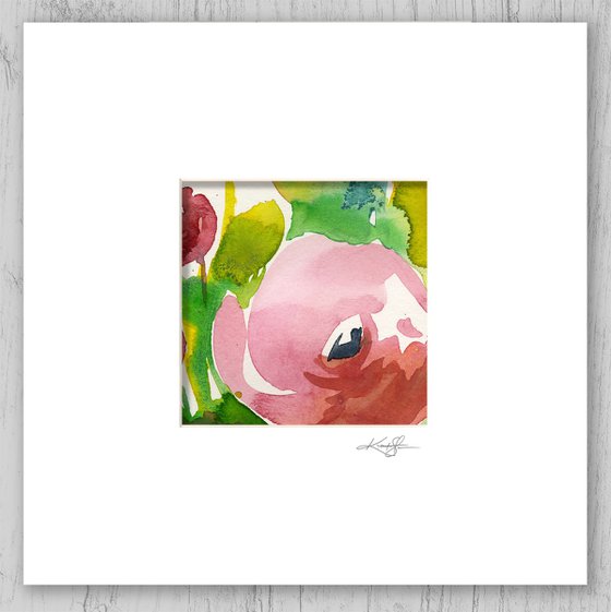 Abstract Florals Collection 3 - 3 Flower Paintings in mats by Kathy Morton Stanion