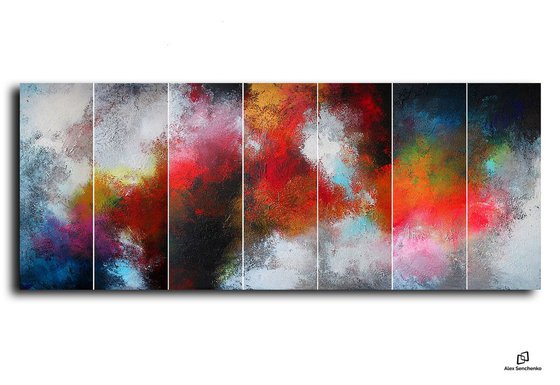 Panoramic abstract Painting  / 7 in 1 /  Sounds of the City
