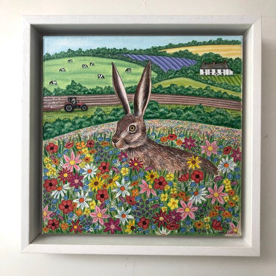 Hare in Wildflower Meadow