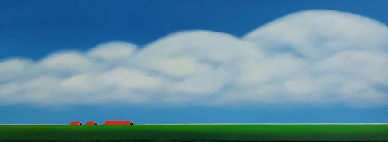 Dijklandschap (Red roofs, green dike)