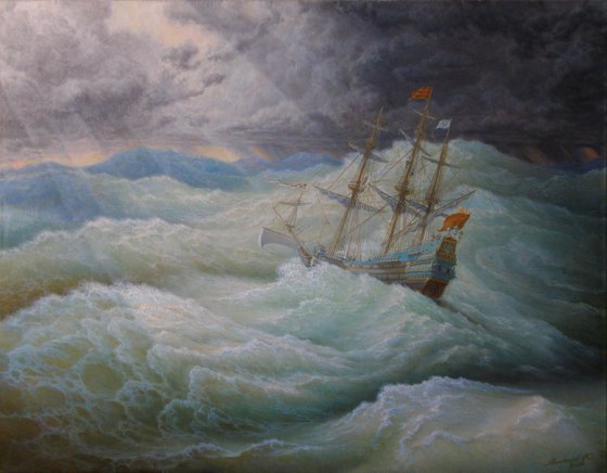 A ship in stormy sea
