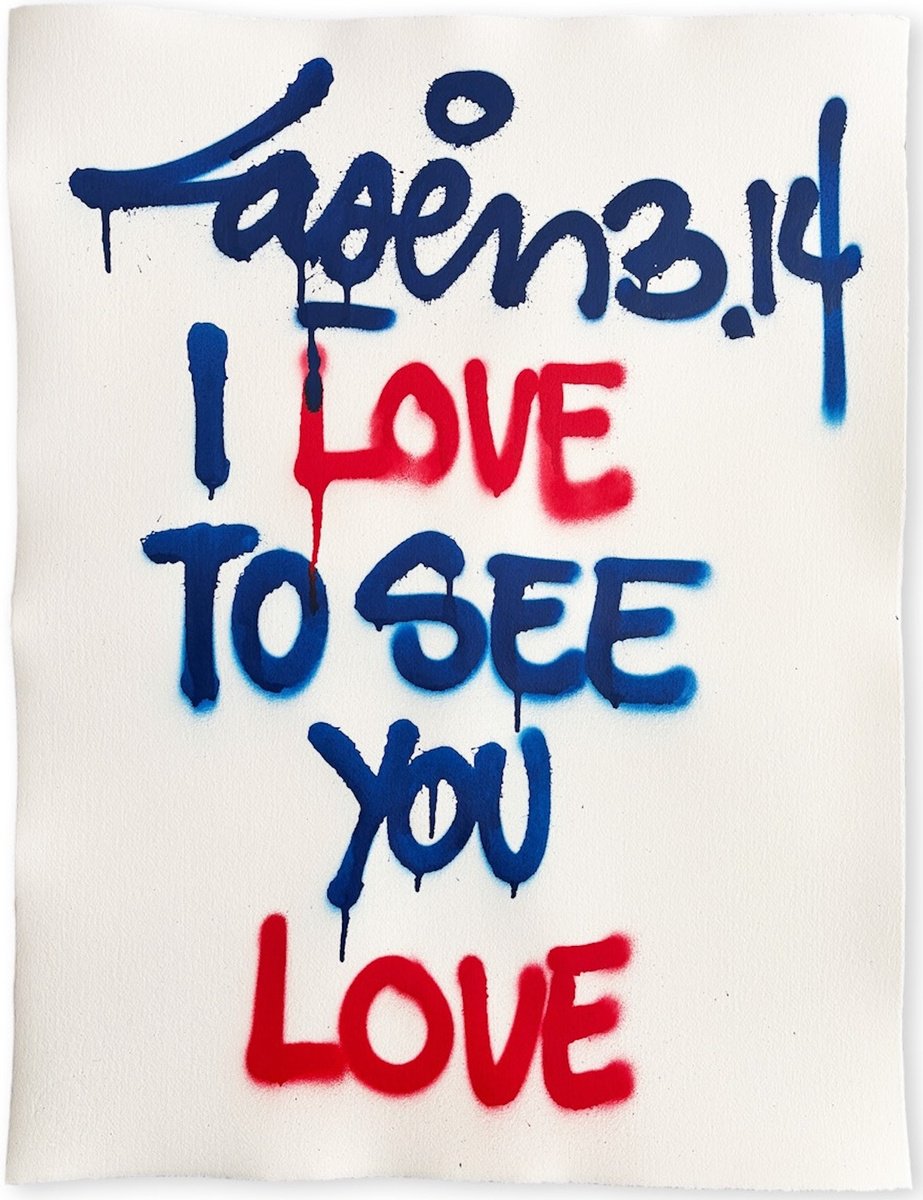 Urban And Pop Abstract Painting By Laser 3.14, 20 X 26", I Love To See, Original Artwork