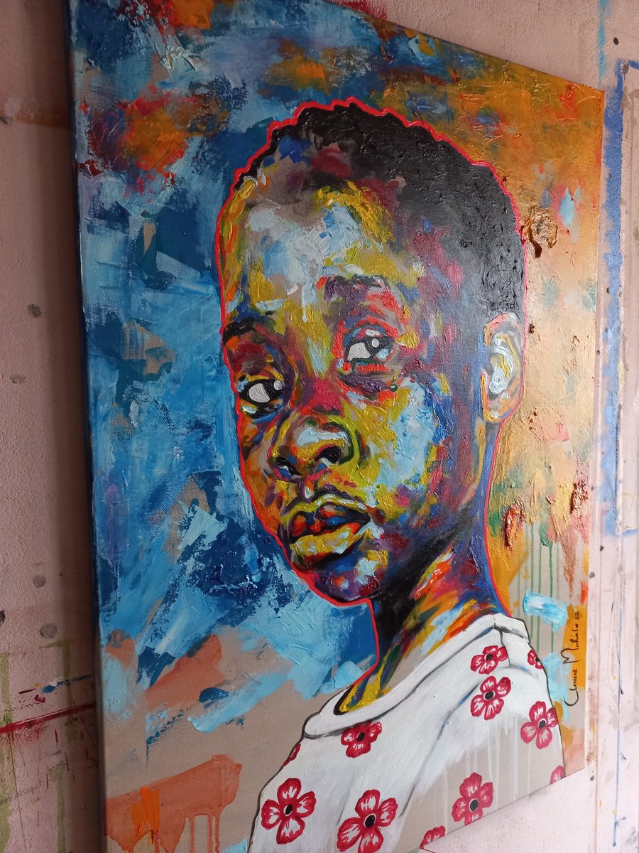 Expressive Portrait Painting By Clement Mohale, 24 X 33, Gaze, Original Artwork