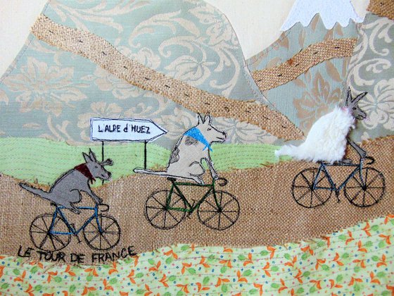 "Le Tour de France" - textile collage