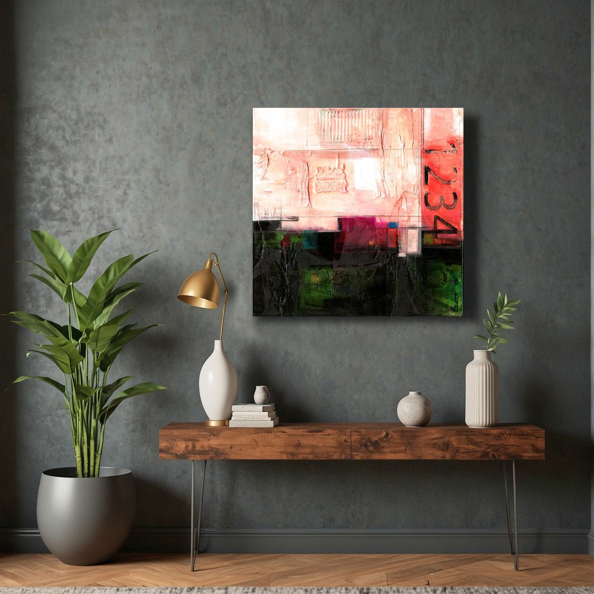 Abstract Painting By Kathy Morton Stanion, 20 X 20", Urban Passages, Original Artwork