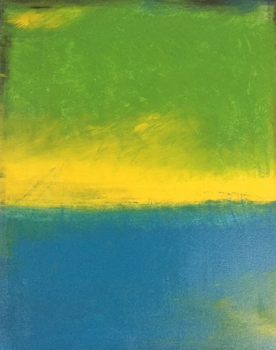 Abstract Acrylic Painting By Carolyn Shoemaker (Soma), 16 X 20, Apple Smoothie, Original Artwork