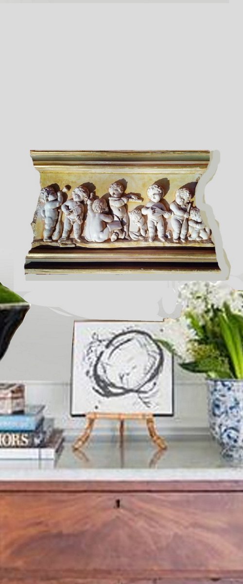 Bas-relief PUTTI MUSICANS 3/9  Size:16.9 W x 11 H x 1.5 D in   28x43x5cm by Elena Karamushka Artist