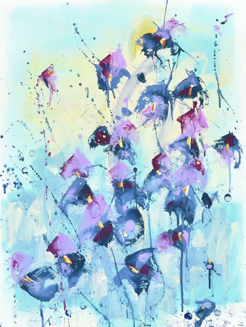 Rain-Kissed Irises by Abstract Art by Cynthia Ligeros