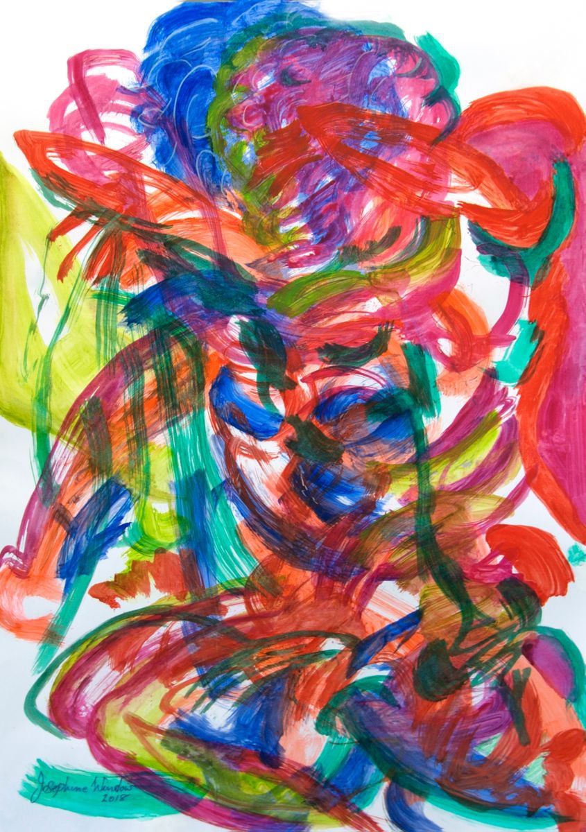 Organic Abstract Acrylic Painting By Josephine Window, 23 X 33", Rhythms #7, Original Artwork