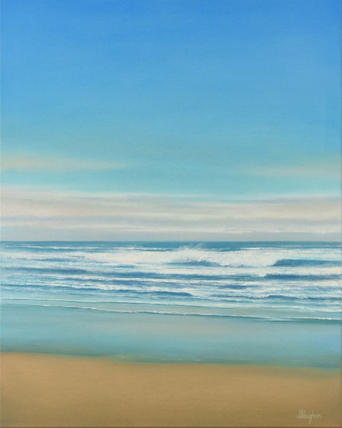 Wind Blown Surf - Blue Sky Seascape by Suzanne Vaughan