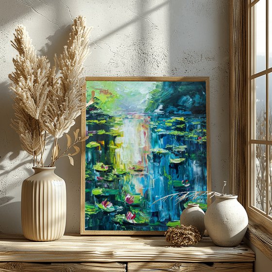 Monet Style Lily Pond Painting