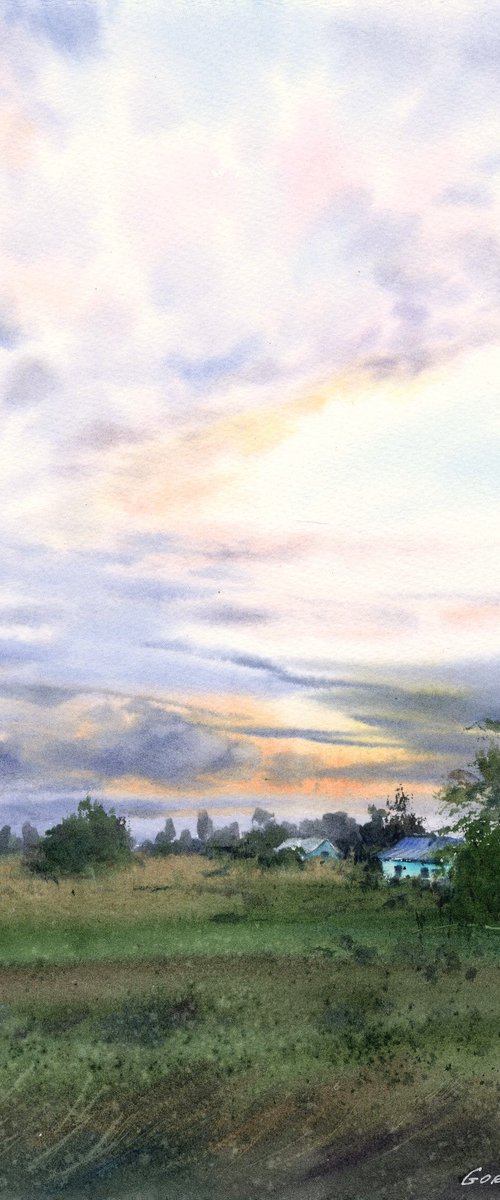 Sunset in the village #5 by Eugenia Gorbacheva
