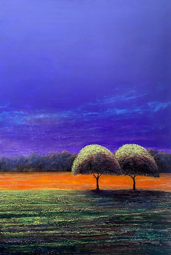 'Solaris Dreamfields XX' Surreal Landscape Oil Painting