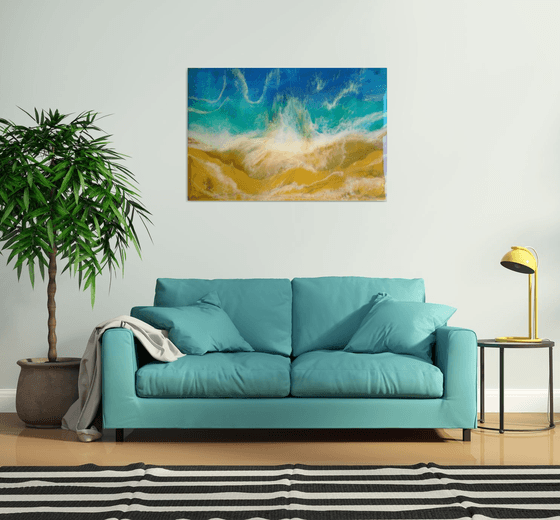 "Turquoise Sea"  Resin Large painting