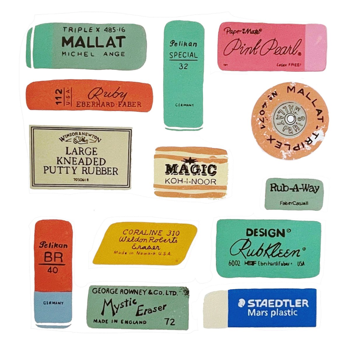 Erasers - limited-edition, eraser screen print by Design Smith