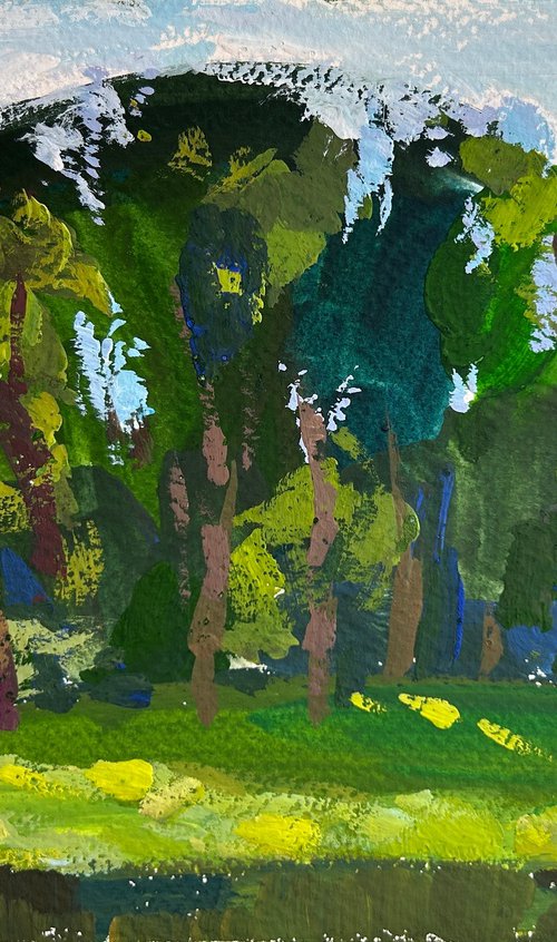 trees gouache painting by Yuliia Pastukhova