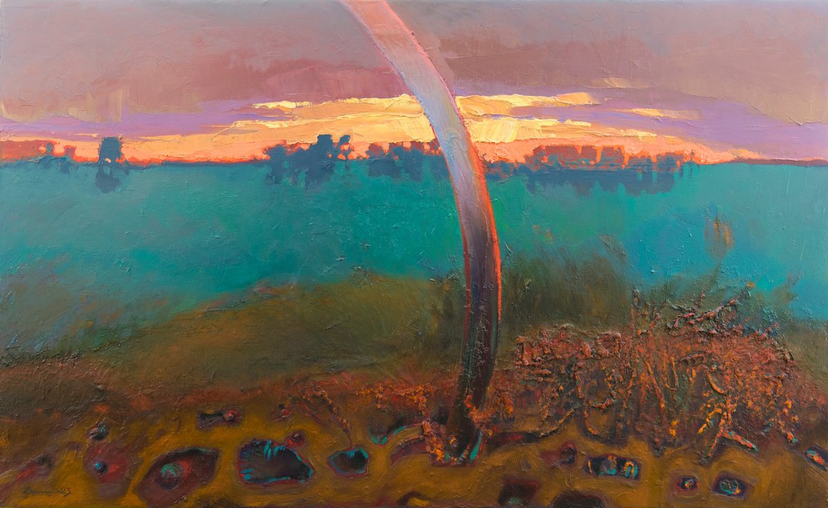 Abstract Oil Painting By Mykola Dzhychka, 51 X 31", Unknown Day, Original Artwork