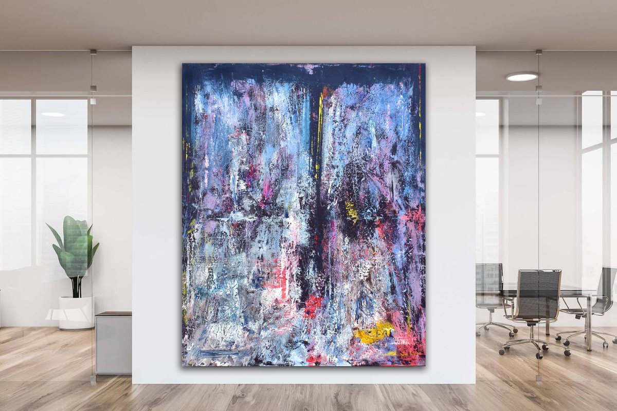 Abstract Acrylic Painting By Veljko Martinovic, 75 X 93", - Erik Satie - Gnossiennen N0 1-, Original Artwork