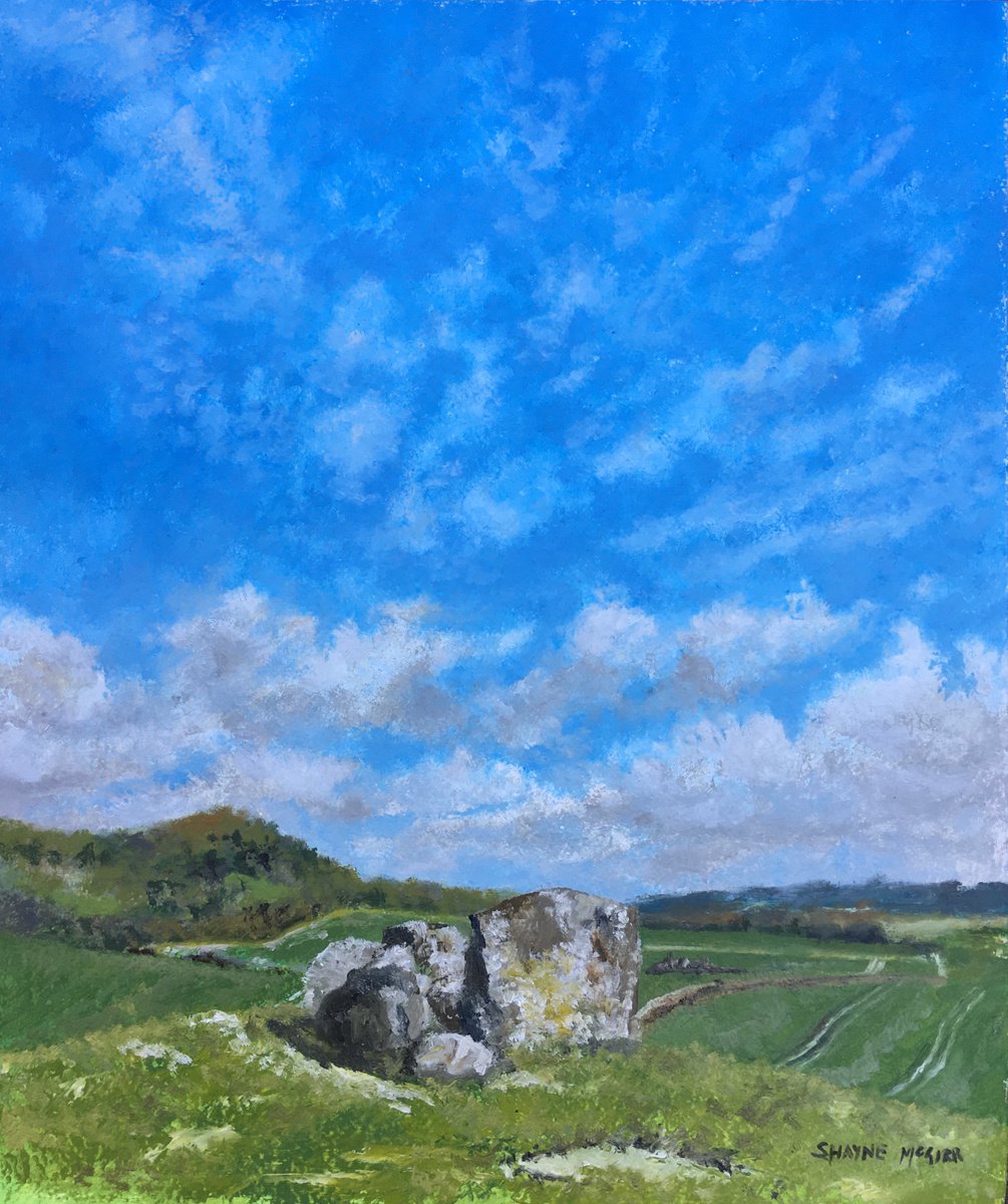 Impressionistic Landscape Oil Painting By Shayne Mcgirr, 16 X 18", Coldrum View, Original Artwork