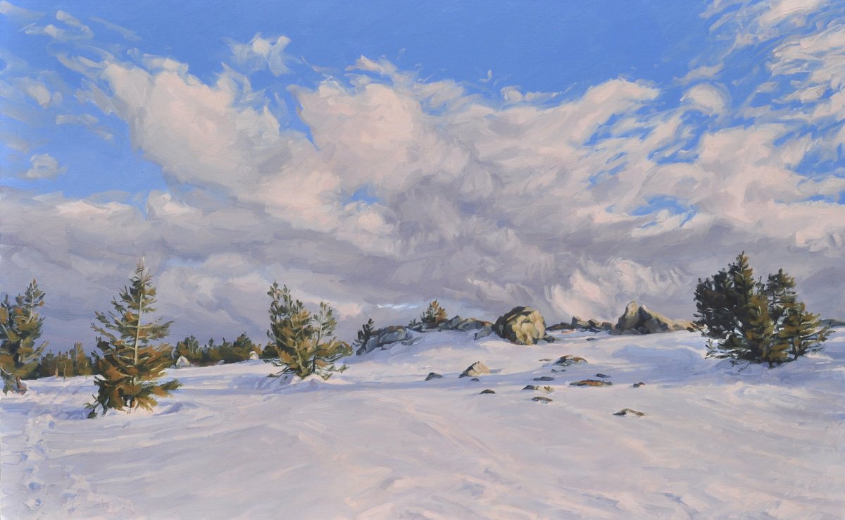 Mount Mezenc In Snow, Evening Clouds By Anne Baudequin, 51 X 32, Artwork For Sale On Artfinder