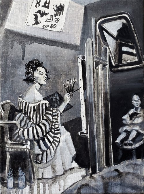 Painter in a Striped Frock by Shelton Walsmith