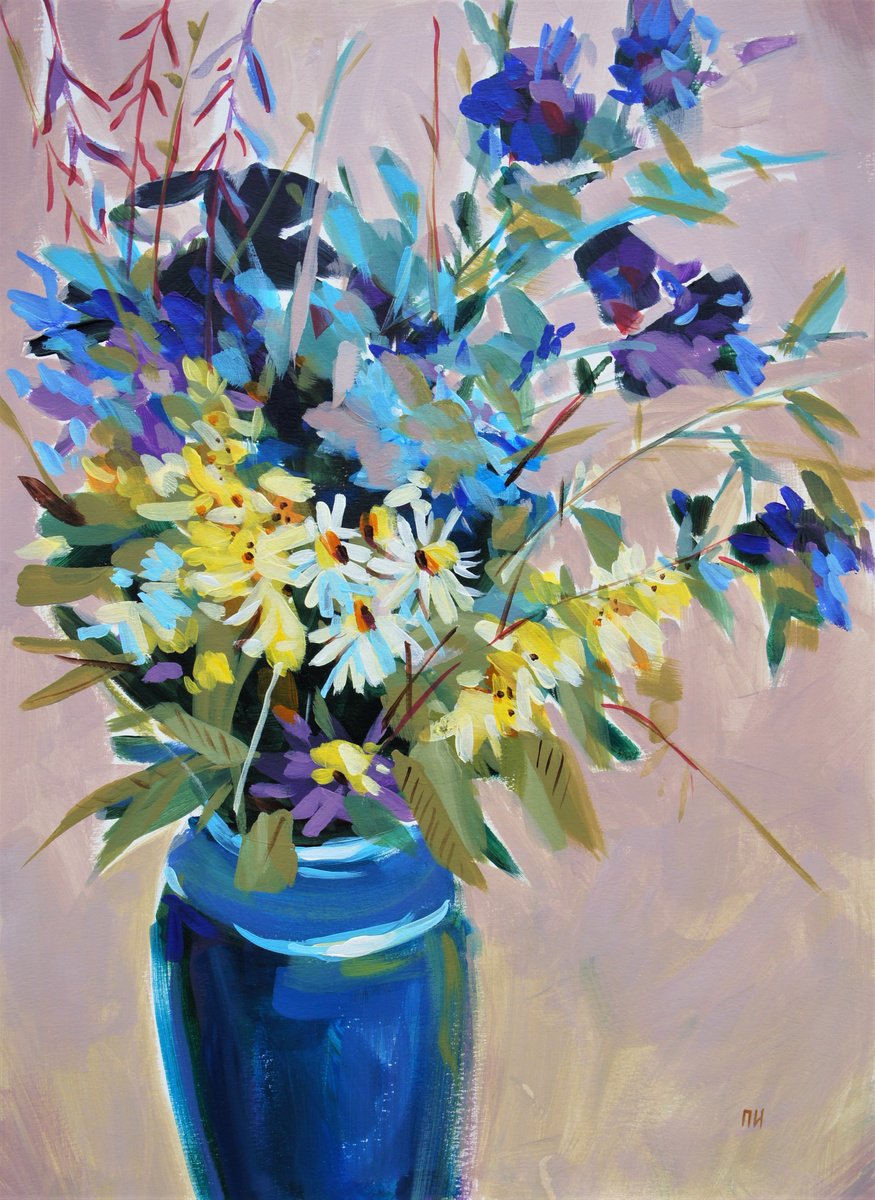 Impressionistic Botanical Acrylic Painting By Irina Plaksina, 12 X 16, I Still Hear The Melody..., Original Artwork