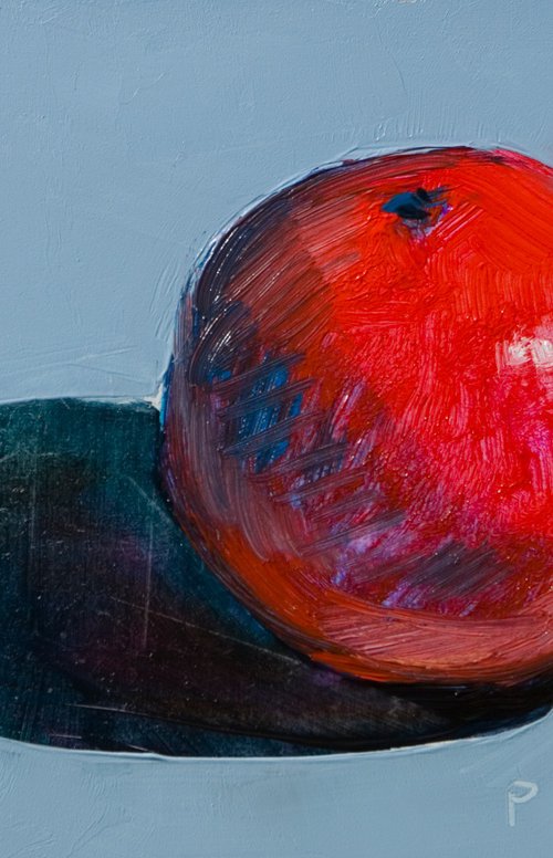 red tangerine on blue by Olivier Payeur