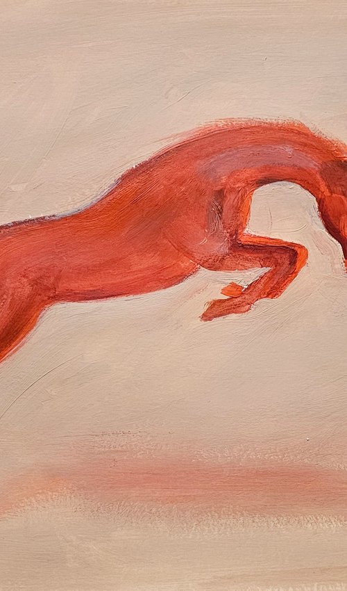 Jumping orange horse by Ksenia June