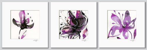 Organic Impressions Collection 16 - 3 Floral Paintings by Kathy Morton Stanion