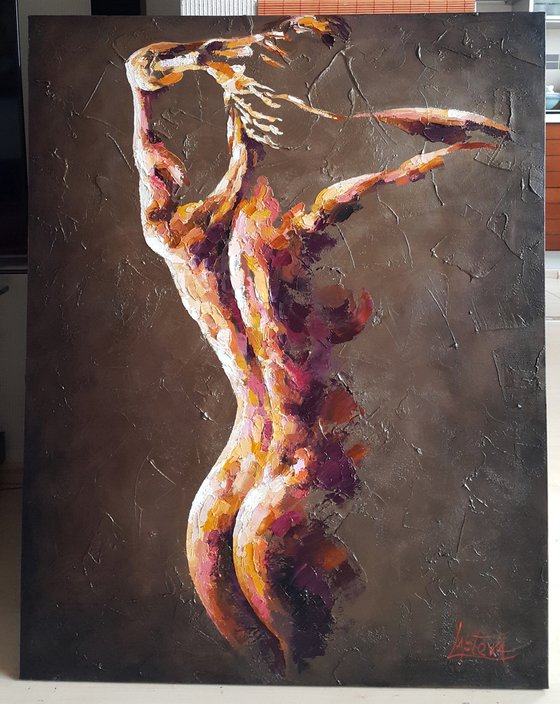 Painting Bather, nude girl naked woman