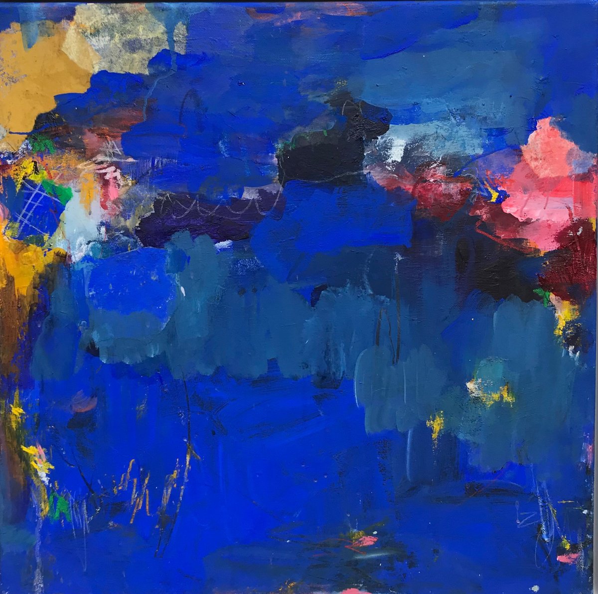 Abstract Painting By Angela Dierks, 21 X 21, In The Midnight Hour, Original Artwork