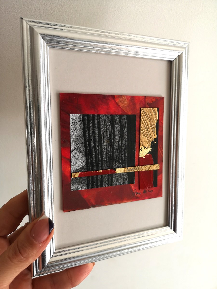 Geometric Abstract Collage By Ivana Urso, 6 X 8, Geometries Of The Soul Iv, Original Artwork