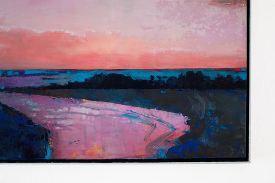 Sunset on the estuary 30x30 inch 76x76cm by Bo Kravchenko