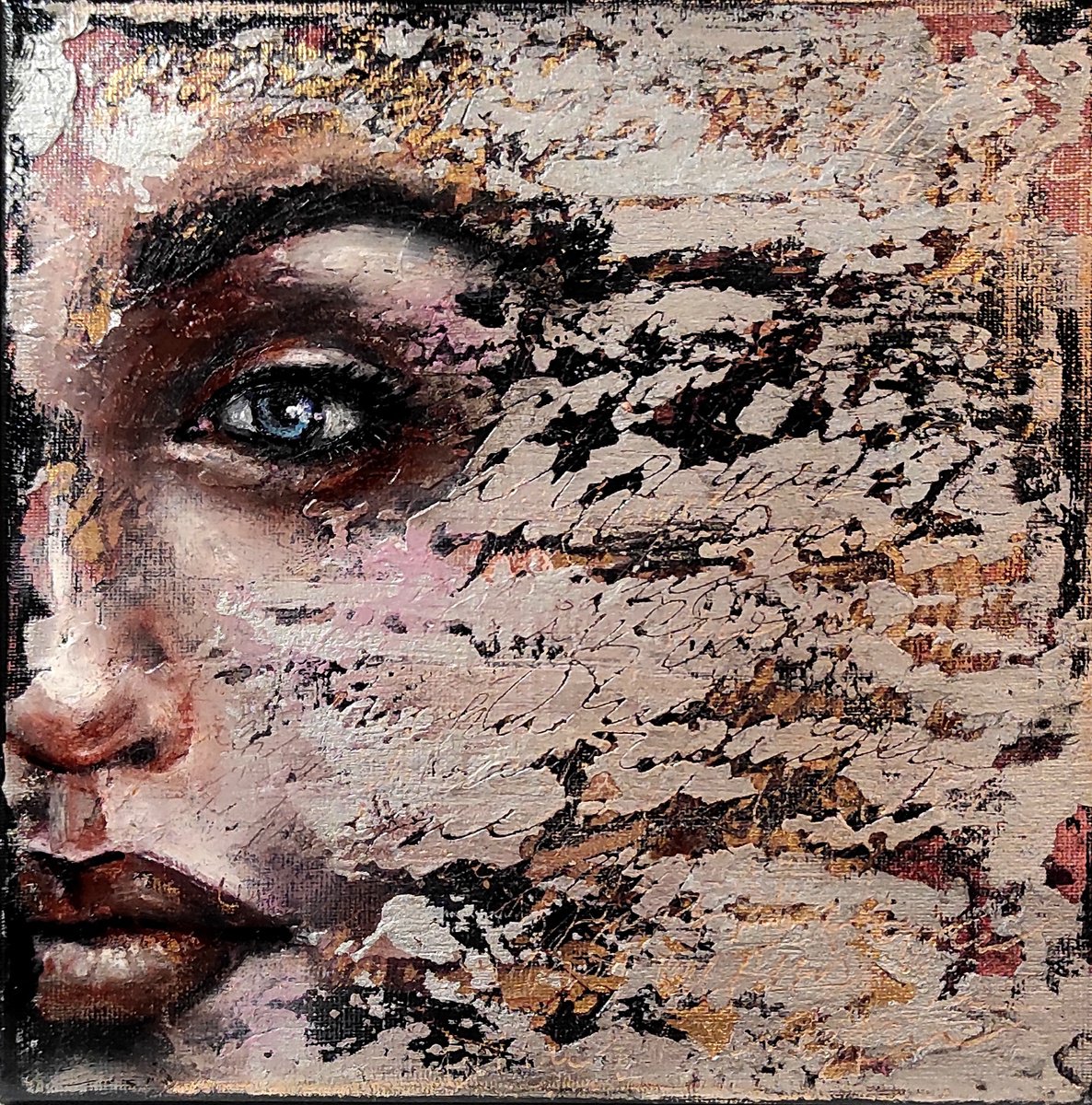 Expressive Portrait Painting By Elena Kraft, 8 X 8, Sight, Original Artwork