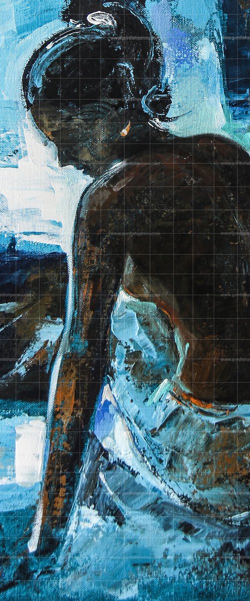 The Girl in Moonlight by ARTIST GURDISH PANNU