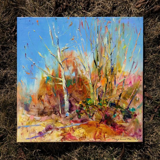 Spring sunny landscape | Original oil painting