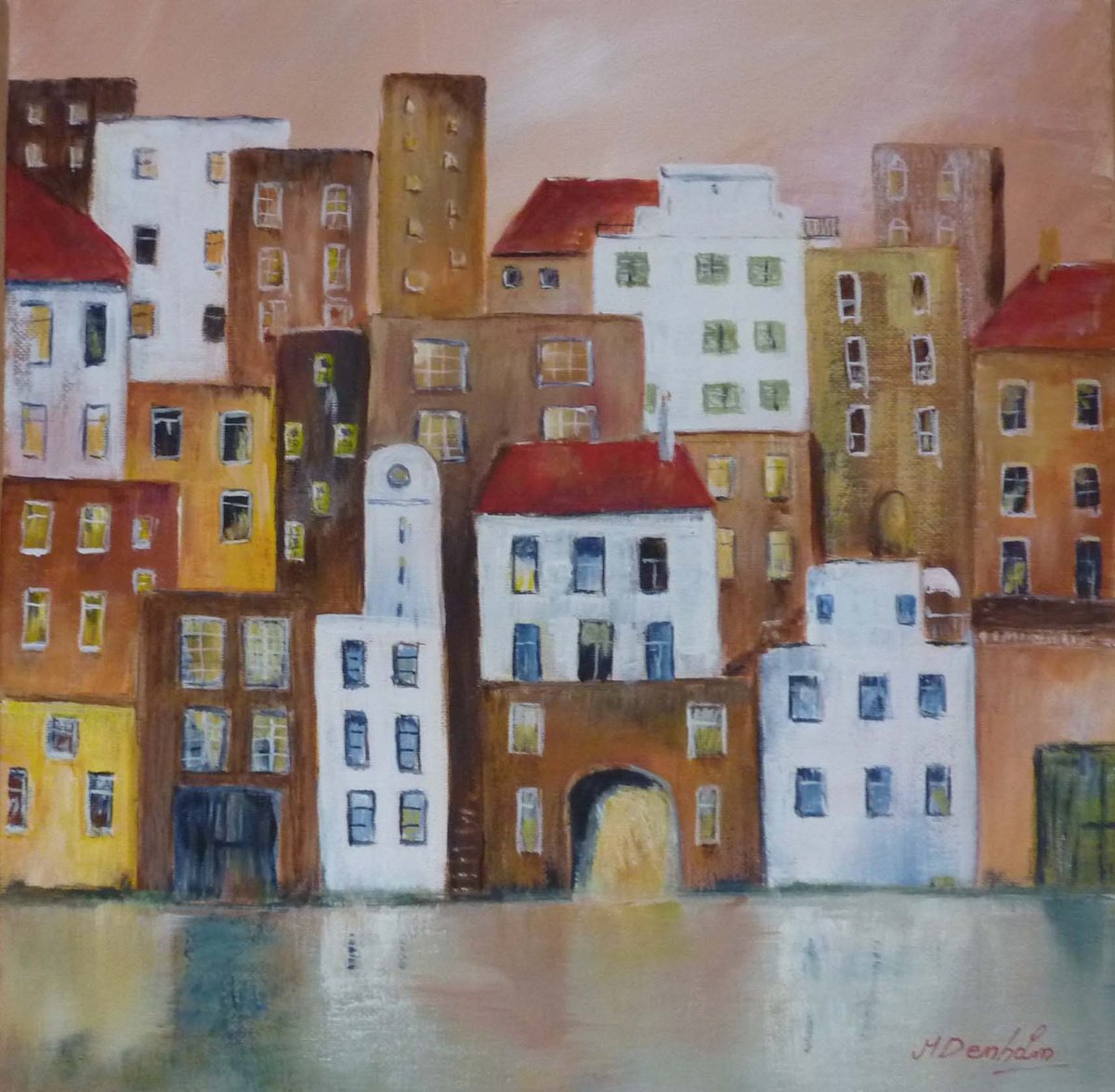 Impressionistic Landscape Acrylic Painting By Margaret Denholm, 16 X 16", Echoes Of Italy, Original Artwork