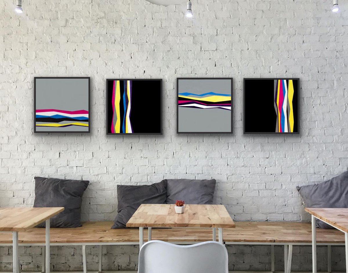 Abstract Acrylic Painting By Catia Goffinet, 94 X 24, Ways 1, Original Artwork