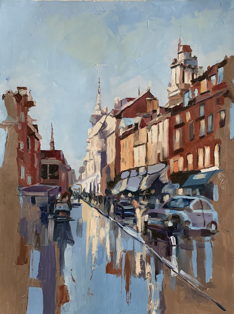 Impressionistic Cityscapes Oil Painting By Vita Schagen, 24 X 31", Paris. France. #3., Original Artwork