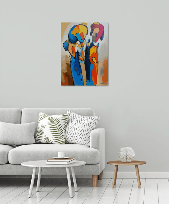 Abstract - Talking (60x80cm, oil painting, ready to hang)