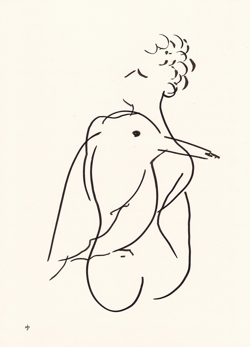 Expressive Animal Ink Drawing By David Jones, 11 X 15, Together #2410E, Original Artwork