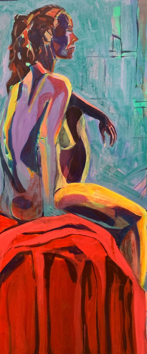 Nude in a green room by Hanna Bell