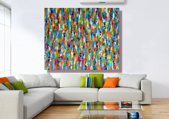 Color Story - XL Large abstract art – Palette Knife Art -  Expressions of energy and light.