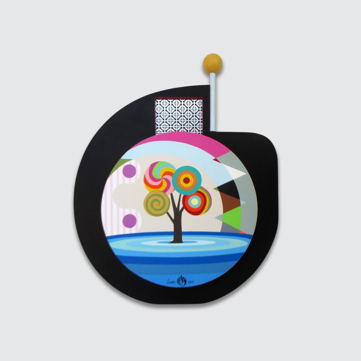 Urban And Pop Landscape Painting By Lanre Adefioye, 22 X 27", Blessed, Original Artwork